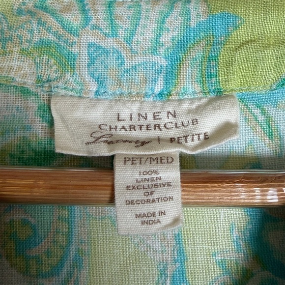 Charter Club Women’s Vtg Y2K Linen Embroidered Boho Tunic Top Sz Petite Medium - Picture 5 of 9